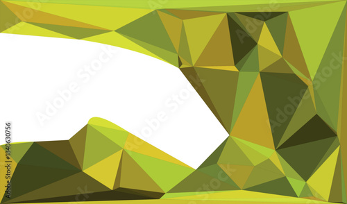 Abstract geometric landscape in yellow and green tones