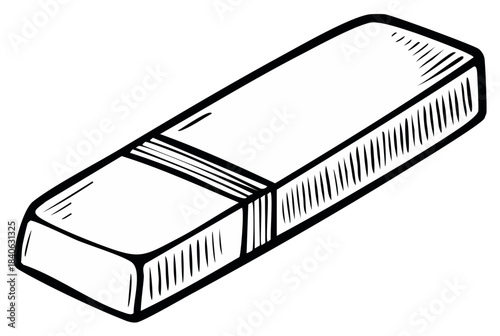 Classic school eraser line art illustration for education office and art supplies