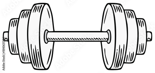 Black and White Dumbbell Illustration, Simple Weight Lifting Equipment