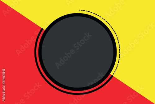 Red and Yellow Background with Black Circle and Dashed Outline