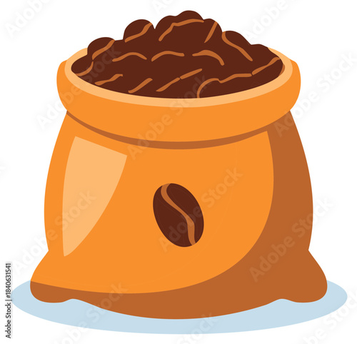 Bag of roasted coffee beans with a single bean graphic on the front