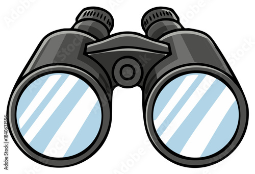 Cartoon binoculars illustration for observation, searching, and exploration