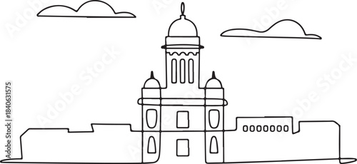 Continuous Line Art of Helsinki Skyline with Smooth Towers Minimal Outline Illustration