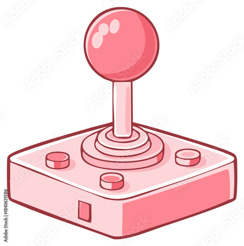 Pink Retro Arcade Joystick Video Game Controller Illustration