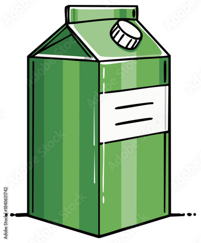 Green carton illustration with blank label area and white screw cap