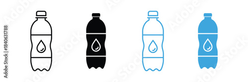 Water bottle, drink bottle icon set. hydration beverage symbol. plastic bottle icon. vector illustration 