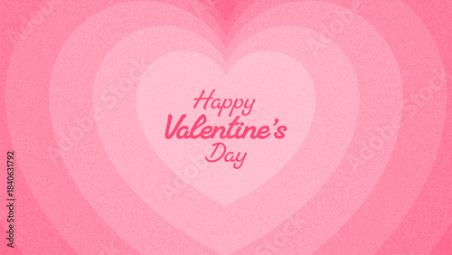 Pink heart Valentines Day background with concentric heart shapes and text Happy Valentines Day. Love theme graphic for greeting card and banner design.