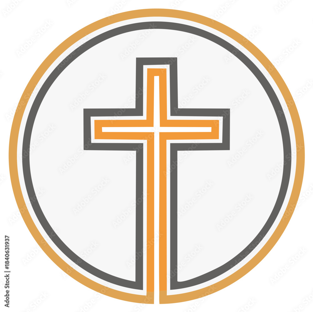 Fototapeta premium Orange and Gray Cross Inside a Circle Logo Design