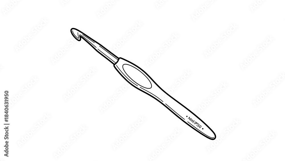 Obraz premium Line art vector illustration of a dental scaler with hooked tip
