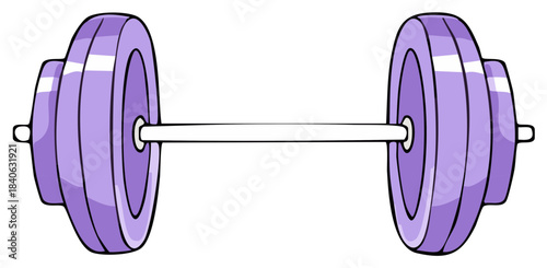 Purple barbell cartoon drawing for fitness and strength training