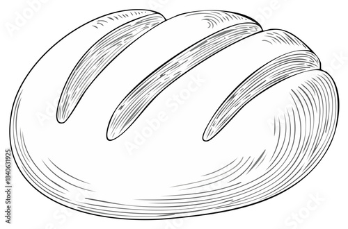 Loaf of Bread Graphic Illustration Fresh Baked Artisan Crusty Food Wheat Isolated Line Art Vector