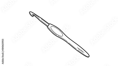 Line art vector illustration of a dental scaler with hooked tip