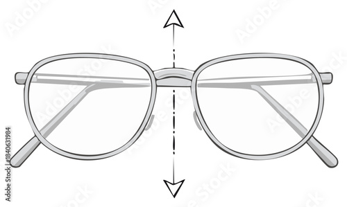 Glasses with Up Down Arrows Indicates Eye Tracking Reading Direction Study Concept