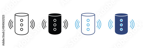 smart speaker icon set. voice assistant symbol. Ai speaker audio device icon. wireless speaker symbol. vector illustration 