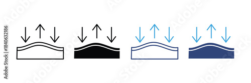 elasticity, pressure, compression, rebound, flexible icon set. vector illustration 