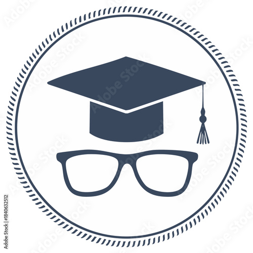 Graduation Cap and Glasses Icon Symbolizing Education Learning and Knowledge