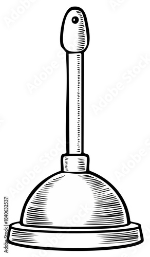 Illustration of a Toilet Plunger with Handle for Plumbing Repair in Vector Style