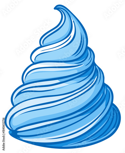 Stylized Swirl of Light Blue Soft Serve Ice Cream or Frosting