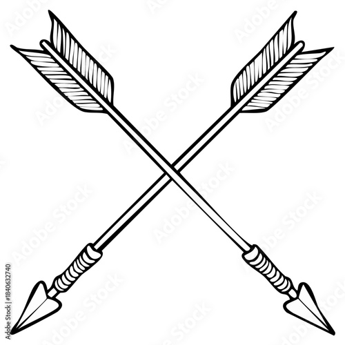 Crossed Arrows Simple Vector Illustration Tribal Design Element Bow and Arrows Crossing Sign