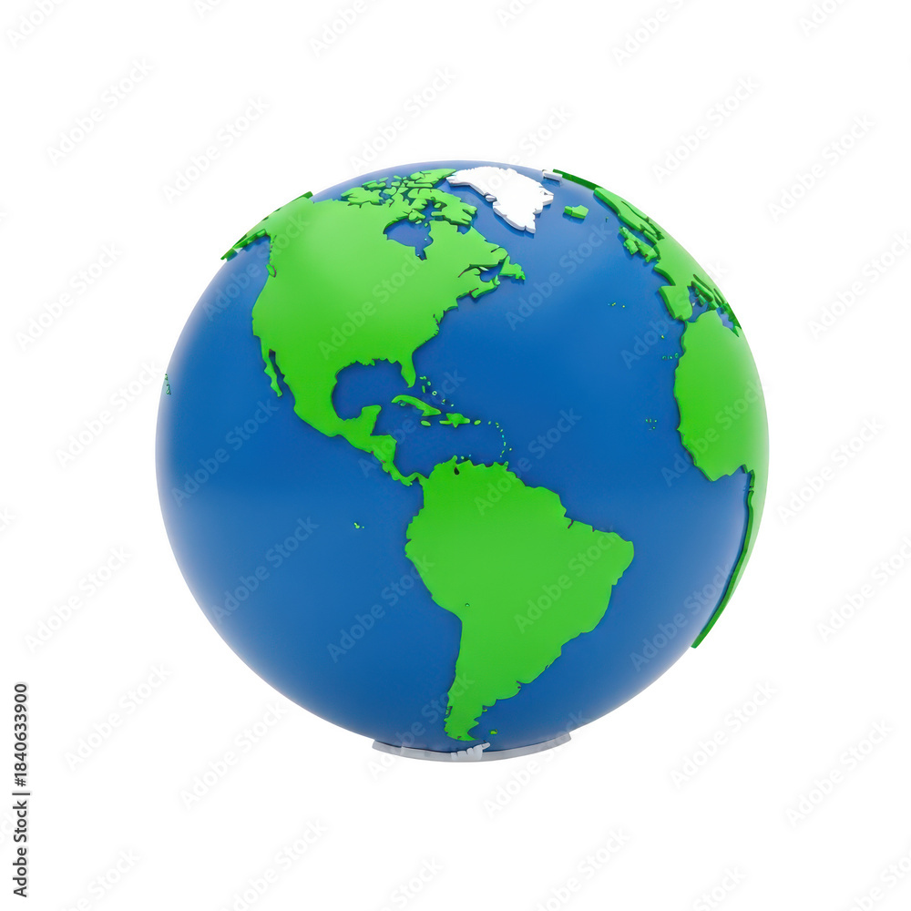 Naklejka premium A vibrant green and blue planet earth globe isolated on transparent background