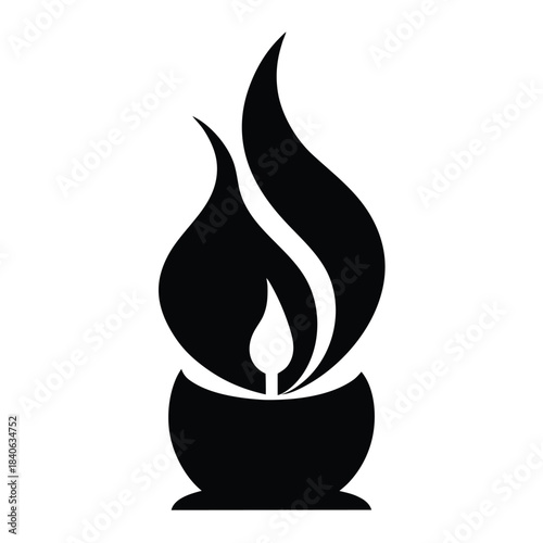 Candle flame icon wax fire solid flat vector minimalist design