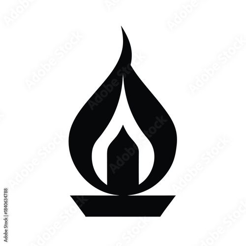 Candle flame icon wax fire solid flat vector minimalist design