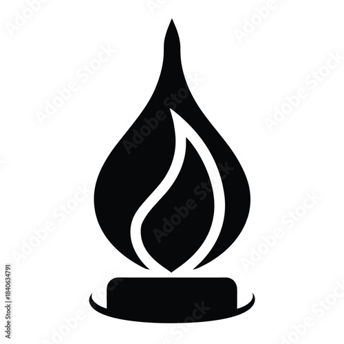 Candle flame icon wax fire solid flat vector minimalist design