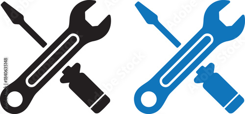 crossed wrench and screwdriver icons, repair service tools icon vector illustration