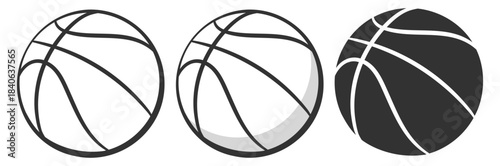 Basketball ball vector, minimal line sport illustration on transparent background