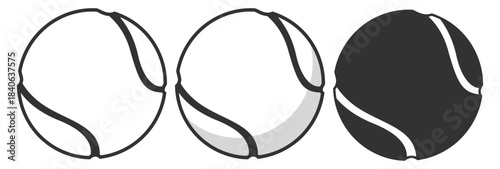 Tennis ball vector, minimal sport outline illustration on transparent background
