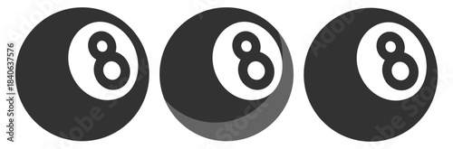 Billiard ball eight vector, classic pool sport design on transparent background