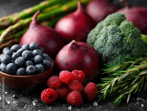 Vibrant Still Life of Fresh Fruits and Vegetables for Healthy Cuisine
