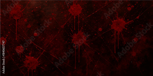 Red grunge background with abstract flowers and digital star fractals features a bright energy explosion of light and glowing space patterns in a black night sky design
