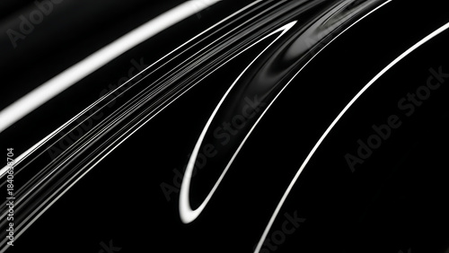 Close-up of Abstract Black Surface with White Streaks