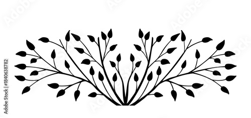 Spring background, frame of floral tree branch, leaf, plants. Elegant, stylish elements for Decoration. Hand drawing doodles of vintage botanical elements.