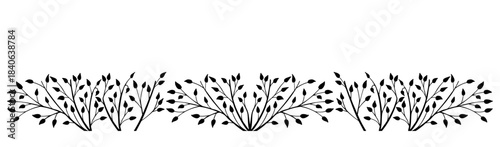 Spring background, frame of floral tree branch, leaf, plants. Elegant, stylish elements for Decoration. Hand drawing doodles of vintage botanical elements.