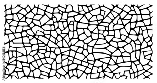 Abstract cracked earth texture background, vector pattern illustration, dry soil mosaic line art design