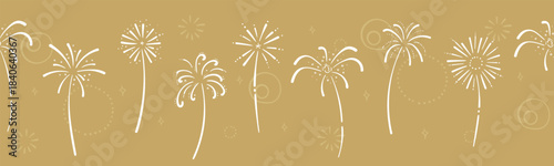 Fun hand drawn doodle fireworks and New Year party doodles, seamless pattern, great for textiles, wrapping, banner, wallpapers - vector design