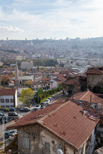 Environmental photographs taken from Ankara, the capital of Türkiye, and its castle, showing the silhouettes of buildings and Anıtkabir (Mausoleum of Atatürk) against the backdrop of sunset.