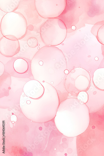 Abstract pink bubble pattern with soft watercolor texture
