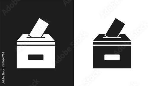 A stark visual representation of contrasting choices is depicted through two ballot boxes one white on black and one black on white symbolizing duality