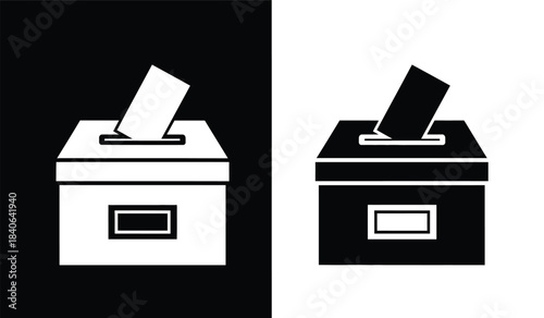 a contrasting depiction of two voting boxes one white on a black background and one black on white symbolizes duality high quality professional detailed modern