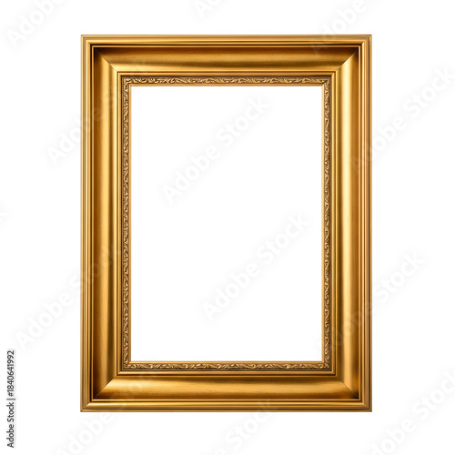 Golden Picture Frame Classic Ornate Isolated On Transparent Background