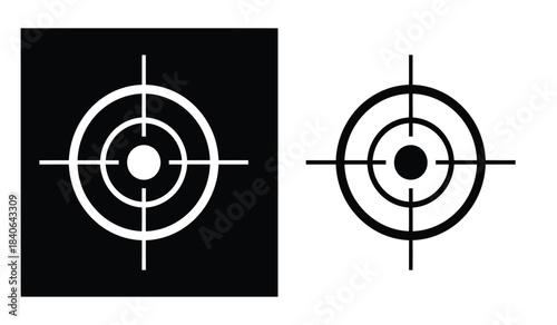 the image displays two distinct target symbols one with a white outline on a black background and another with a black outline on a white