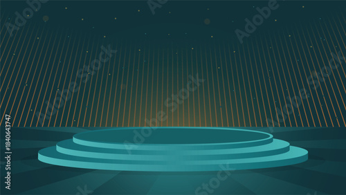 Modern abstract podium background with glowing lines star particles and soft lighting ideal for product display branding advertising presentations events and clean contemporary design projects