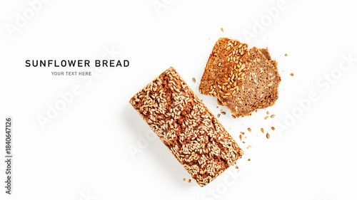 Sunflower seed bread isolated on white background