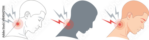 Illustration showing neck pain isolated on white background the image depicts a person experiencing discomfort or pain in the neck area, highlighting the issue