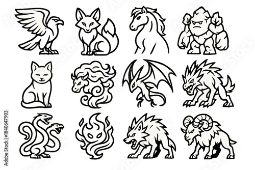 Order vs. Chaos Icons. Order vs. Chaos Entity Set linear set: guardian falcon, bright fox, noble steed, earth protector, calm spirit cat, chaos storm beast, void-wing creature,