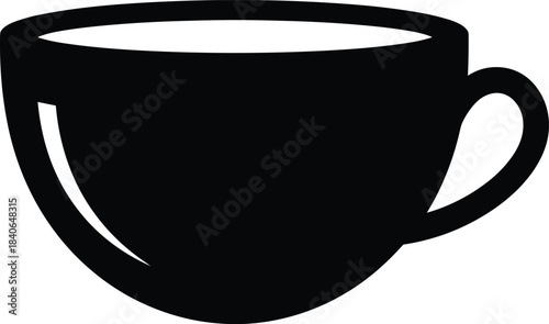 Black silhouette of a coffee cup with white liquid inside drink