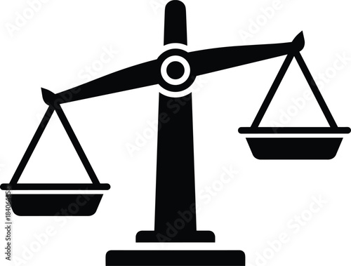 Black silhouette of a justice scale with one pan lower than the other balance measurement